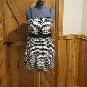 Fit and flare stripped dress